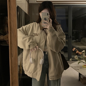 A325-P105 绣花棒球服外套复古街头宽松情侣拼接百搭夹克图片