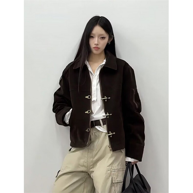 W10458-P95网图现货美式翻领飞行夹克工装休闲棒球服外套飞机扣,男装夹克,星座1608