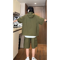 量大优供视频泡泡纱夏款连帽套装短袖短裤男CP74TZ-特p60，男装休闲套装，电商B371