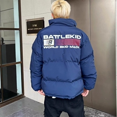 冬季新款美式休闲小众旗帜印花棉衣棉服男加厚外套立领面包服潮，男装棉衣，星座506A