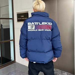 冬季新款美式休闲小众旗帜印花棉衣棉服男加厚外套立领面包服潮图片