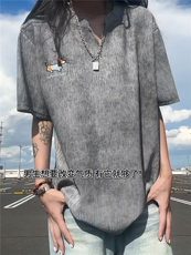 XZ809A/SSS11/P45/控58扎染冰丝绣花腊肠狗V领T恤，男装T恤，星座809A(原222-1)