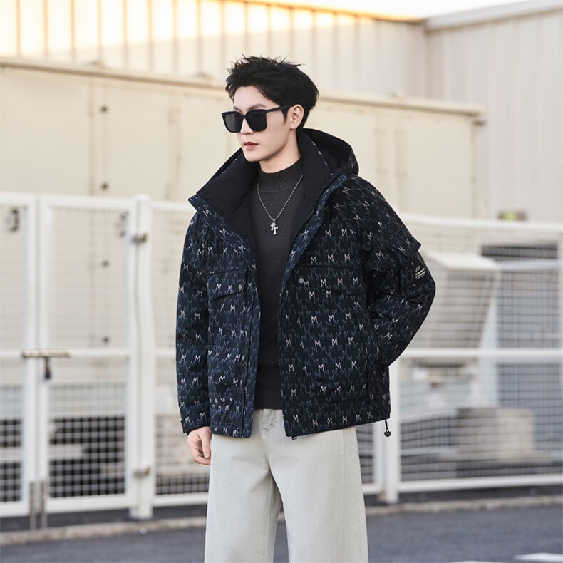 6681-M-3XL-P215-标50绒社会小伙男士潮牌休闲连帽工装羽绒服图片