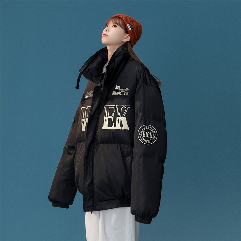 白鸭绒中性风22冬季潮流字母印花加厚立领羽绒服YR223P195控258,男装羽绒服,A247A