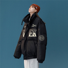 白鸭绒中性风22冬季潮流字母印花加厚立领羽绒服YR223P195控258，男装羽绒服，A247A