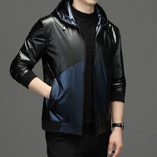 男装商务秋季新款皮衣男士中年潮流休闲宽松版男爸爸装纯色外套，男装皮衣，电商B212（原钱塘6029）