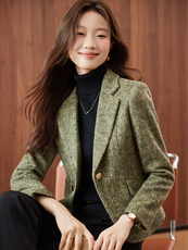 2025新款秋装气质修身含羊毛西装外套小个子上衣女，女装短外套，苗苗