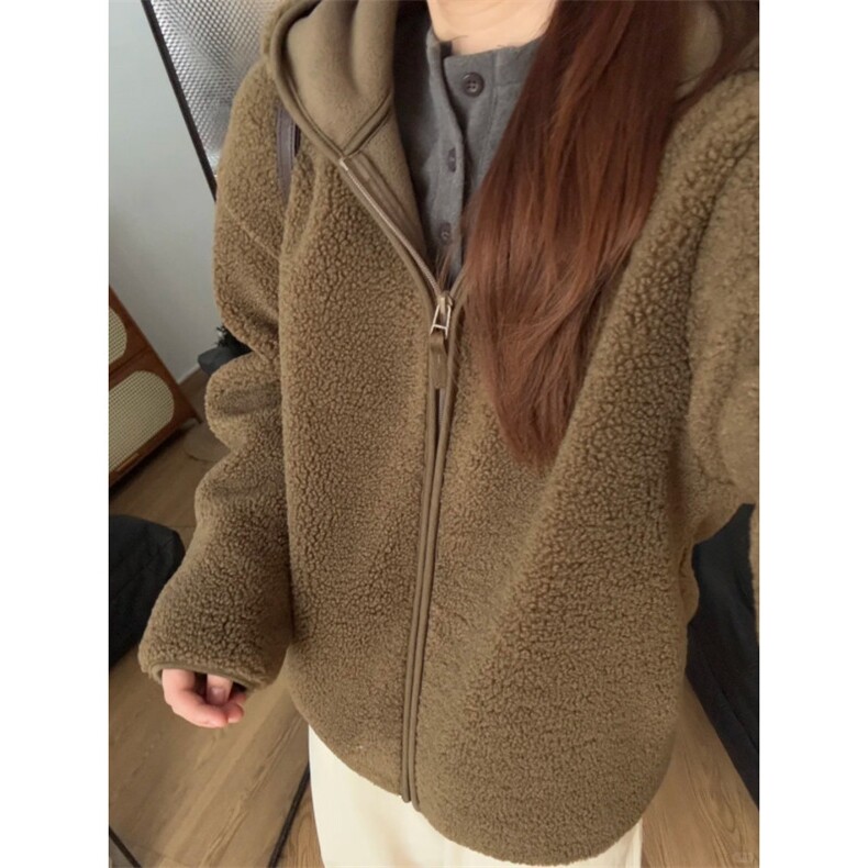 羊羔毛连帽外套130-GS06-P65成分100聚酯纤维,女装短外套,星座1302