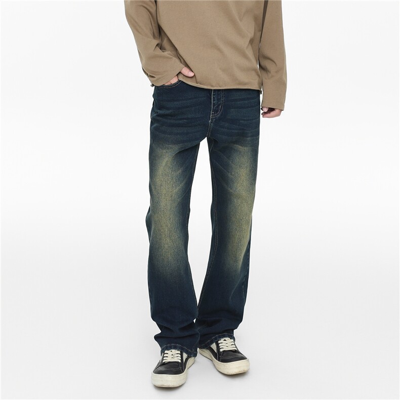 (现货)四季星座611-DW916-P55藏青色517修身微喇弹力牛仔裤，男装牛仔裤，星座611