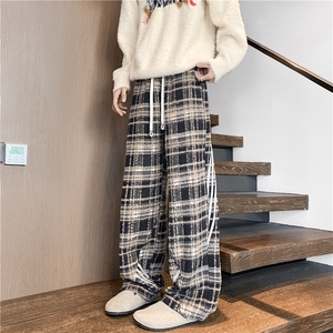 秋冬新款格子美式复古条纹设计感宽松休闲裤B315-K826-特p40控78图片