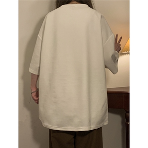 中性2026夏装新款麂皮绒短袖T恤宽松男女情侣装夏季半袖S192-P28图片