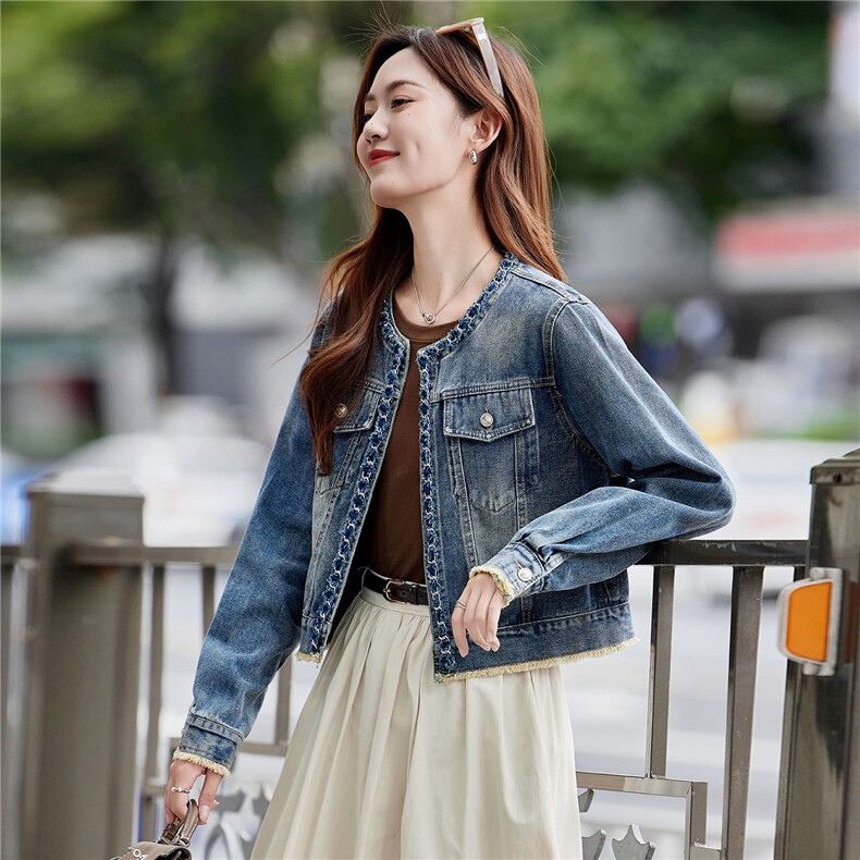 牛仔外套女2025秋季新款洋气时尚复古百搭显瘦牛仔夹克上衣外套,商品下架区,靓衣阁