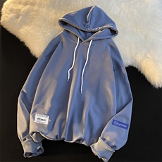 WY2062-P35加绒款-P40纯棉连帽卫衣男大码运动帽衫宽松薄外套男，男装卫衣，电商A040