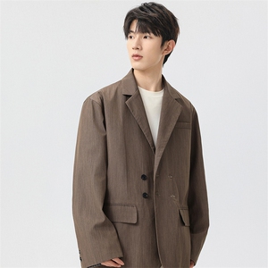 得物二开 复古高级感西服外套男秋季潮流小众休闲衬衫JK1248-P70图片