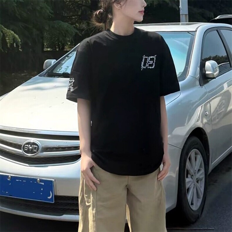 CP1205-P35重磅潮刺绣短袖t恤男女上宽松休闲夏季半袖T恤衣,男装T恤,电商B323A