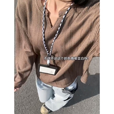 XZ809A/SYR21/P30/控48麦穗格扎染V领口长袖T恤卫衣，男装T恤，星座809A(原222-1)
