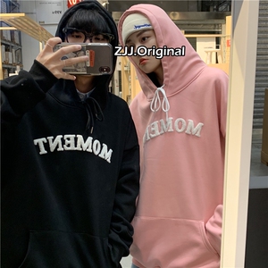 Q2098 情侣装连帽套头卫衣毛巾绣2024新款春装外套男女学院风 P55图片