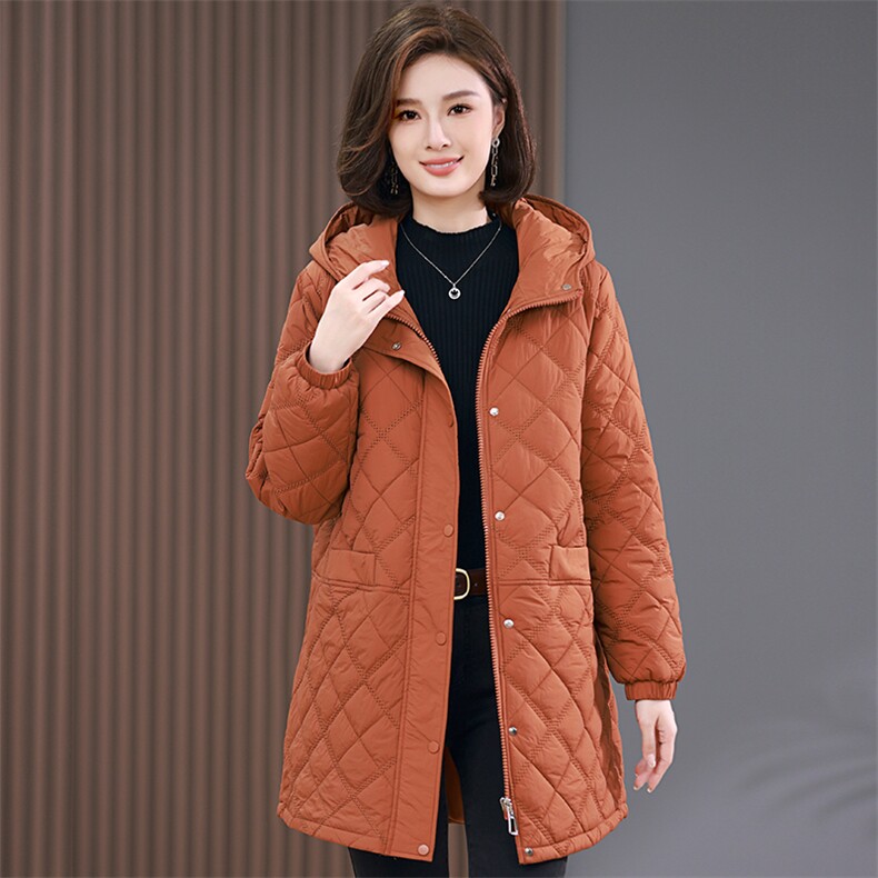 时尚显瘦中长款棉服女 保暖轻薄羽绒棉外套 冬季新款韩版宽松大码女装棉衣图片