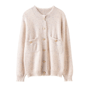 100%羊绒2025秋冬新款女羊绒桂花小香风外搭羊绒上衣羊绒开衫羊绒，女装羊绒衫，濮尚羊绒