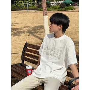 重磅美式植绒纯棉短袖绣花t恤男夏季新款万针刺绣上衣Q2687-特P35图片