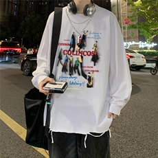 特批港风夜景秋款宽松个性链条长袖圆领T恤TPCT011P40，男装T恤，电商A247