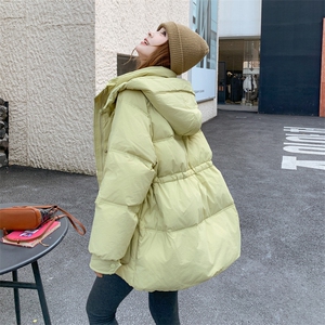 现货【90%白鸭绒】冬季新款宽松休闲立领连帽新g标90中长款羽绒服图片