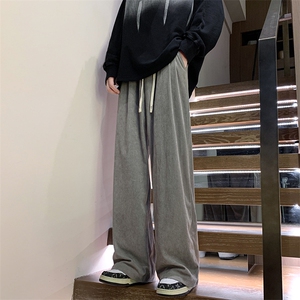 8XL-M特大码秋季新款垂感休闲裤男宽松直筒裤男裤拖地裤K943P40图片