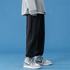 蓝底2024秋冬新款百搭宽松抽绳束脚运动休闲潮牌裤子2103-55控69图片