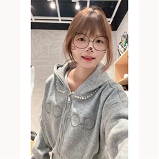 有货DY3132-特批55春款2026美式钉珠珍珠连帽卫衣女，男装卫衣，星座603-2