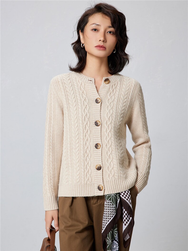 2025年秋季新款长袖开衫女士，女装针织衫/毛衣，邦太羊绒