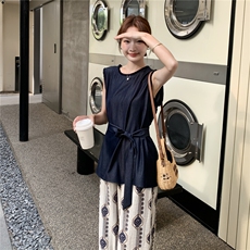 休闲气质减龄背心碎花阔腿裤套装女夏2025新款又酷又飒穿搭两件套，女装套装/套裙，1C130