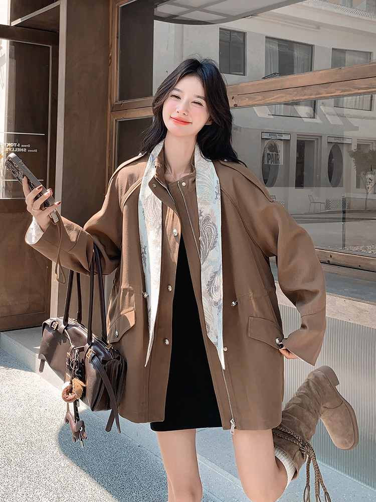 【现货主推】新款工装风衣立领长袖防风收腰外套8510-P205-K308,女装风衣,浙宝106