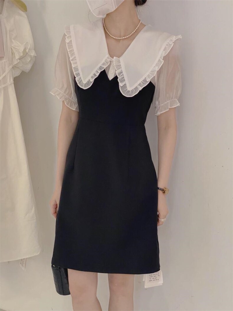 拼接连衣裙，女装连衣裙，驿谷