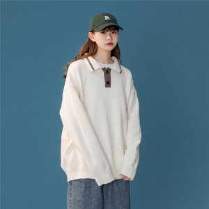 1中性风POLO衫翻领套头毛衣大码M-5XL针织衫女外套女8720P60控88,女装针织衫/毛衣,星座226-2