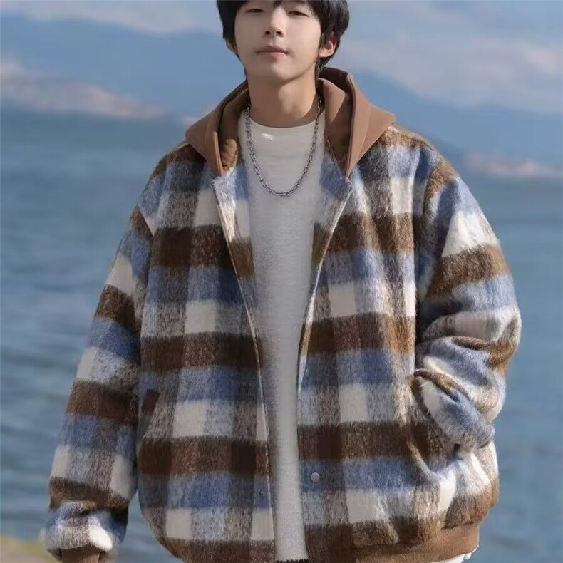 W1037-P56流行文艺男士外套秋季2025新款小香风格子大衣，女装短外套，电商B323A