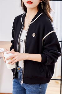 2024年春秋季黑色棒球服外套女小个子新款洋气小众独特别致上衣图片