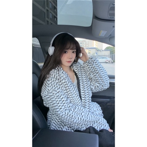 冬季男士棉服兔毛条纹绒虎皮纹宽松加绒加厚外套棉衣特p95图片