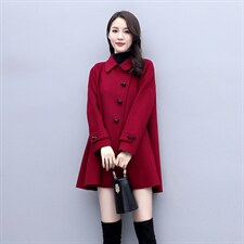 芷墨冬装新款时尚毛呢外套时尚斗篷外套女双排扣毛呢外套，女装毛呢外套，芷墨服饰