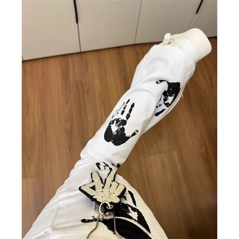 港风潮男新款手掌印牛仔裤嘻哈潮高街潮流痞帅长裤513CK1850P40,男装牛仔裤,星座513