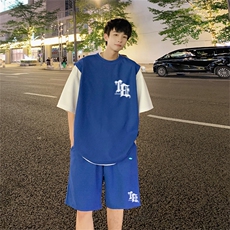 华夫格套装潮流休闲短袖短裤两件套FTZ3040-P55控78，男装休闲套装，电商B370