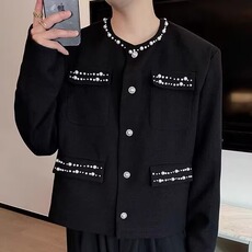 J440-P67高级感镶钻粗花呢编织小香风外套男2025新款秋季ins，女装短外套，电商B323A