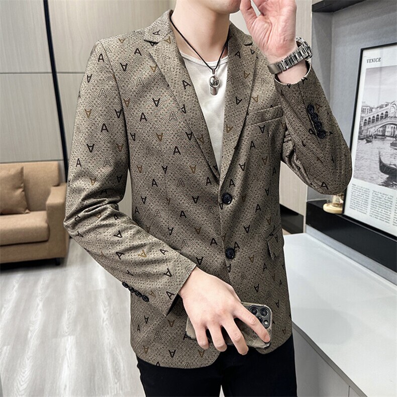 春秋帅气休闲韩版修身提花男士小西服两扣西服XZ613B-5317-P70,男装西服,星座613B