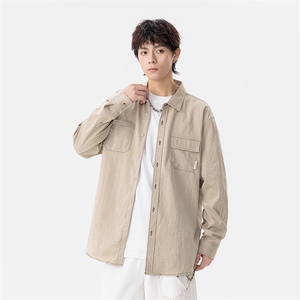 新款(跨境货源）长袖牛仔衬衫男宽松休闲外套