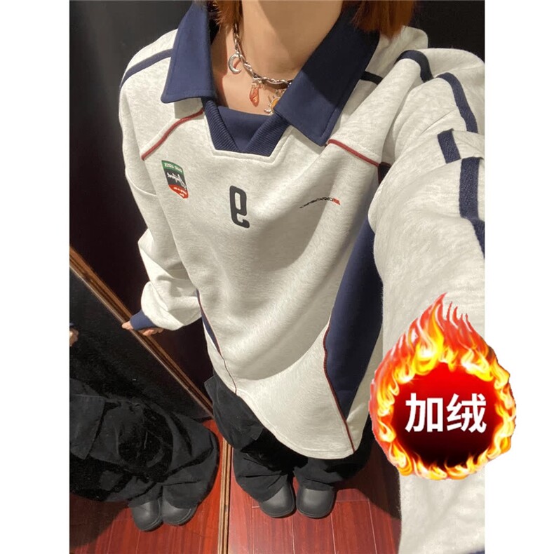 【有货】DY177-P65原创美式翻领卫衣男女宽松撞色设计感加绒上衣,男装卫衣,星座603-2