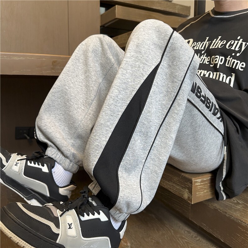 2025春夏宽松INS垂感休闲裤刺绣潮流阔腿束脚裤K70*P45控68，男装休闲裤，星座227-1