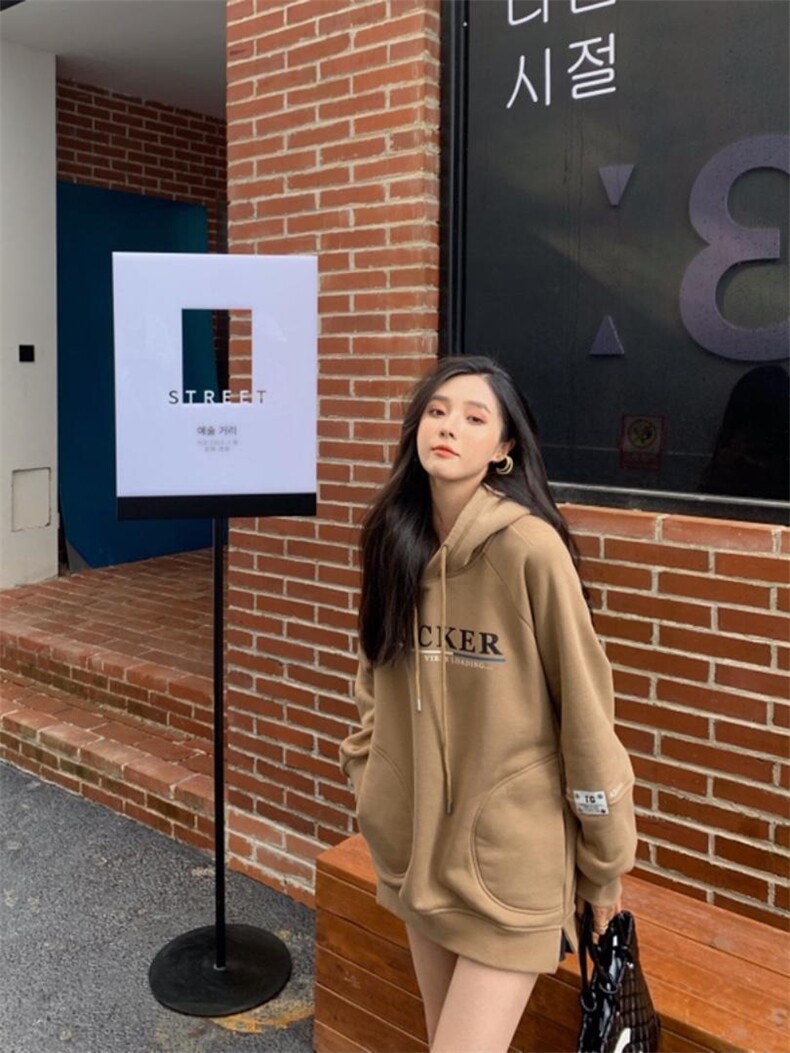 冬季新款加绒卫衣，女装卫衣/绒衫，卡希妮(5F)