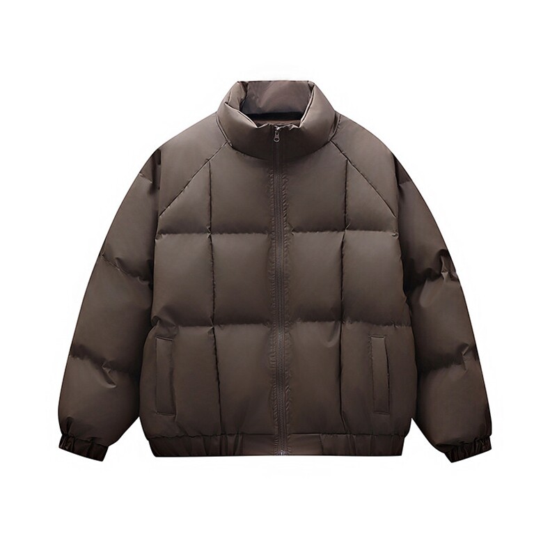 冬季网红吐司方格pu皮蓬松加厚保暖棉服防水棉衣M2509-P95,男装棉衣,电商A128
