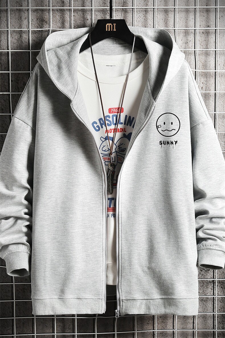 KS21072-P38加绒款-P43连帽开衫卫衣男运动外套大码班服网格,男装卫衣,电商A040A