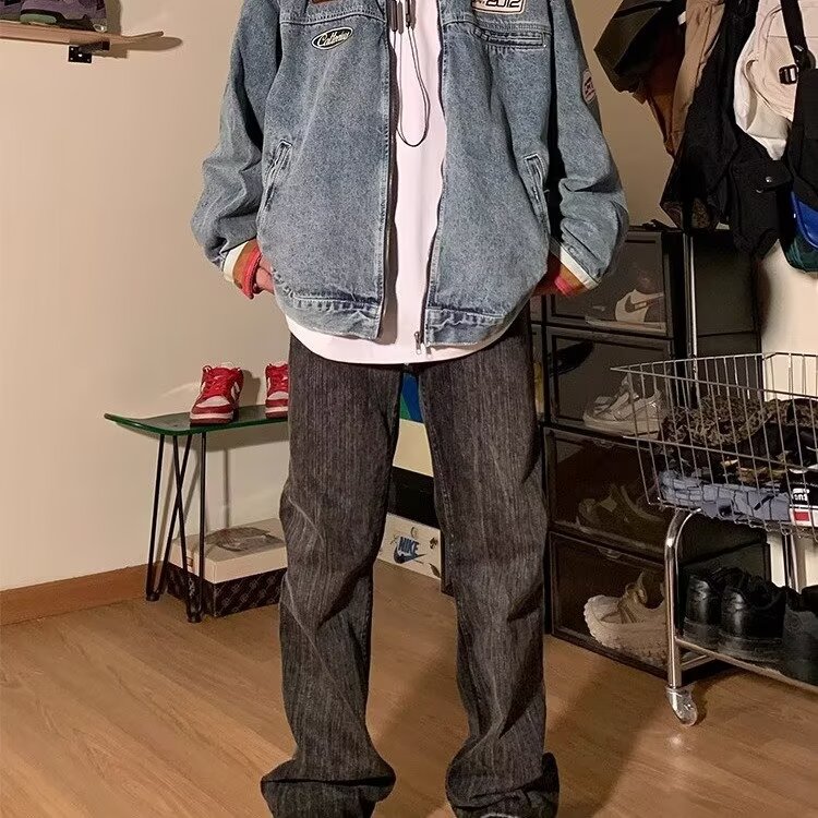 H509-P69新款原宿牛仔夹克潮流慵懒流行ins气质简约百搭,男装T恤,电商B323A