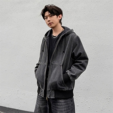 美式高街大口袋连帽牛仔夹克复古工装外套A436-W991-P115168，男装夹克，电商A436
